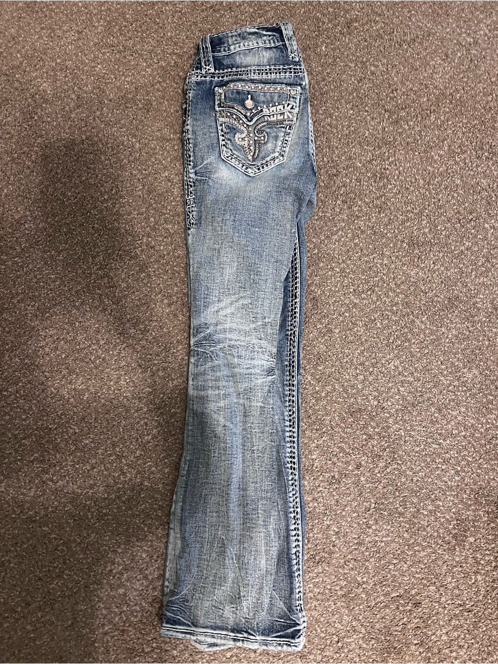 Rock Revival Light Blue Embellished Flare Jeans